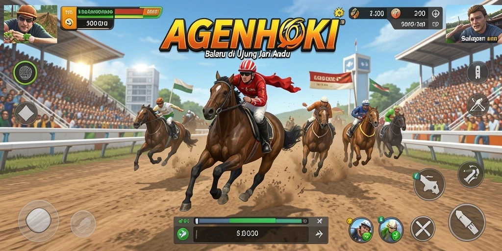 Tampilan gameplay AGENHOKI dengan aksi balapan yang cepat dan intens.