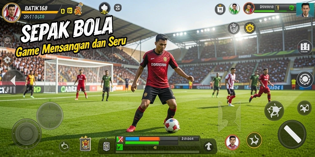 Tampilan gameplay seru di BATIK168 dengan aksi sepak bola yang intens.