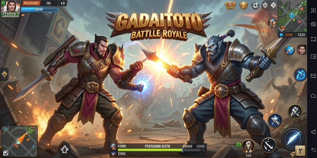 Tampilan gameplay GADAITOTO dalam pertempuran Battle Royale yang intens.