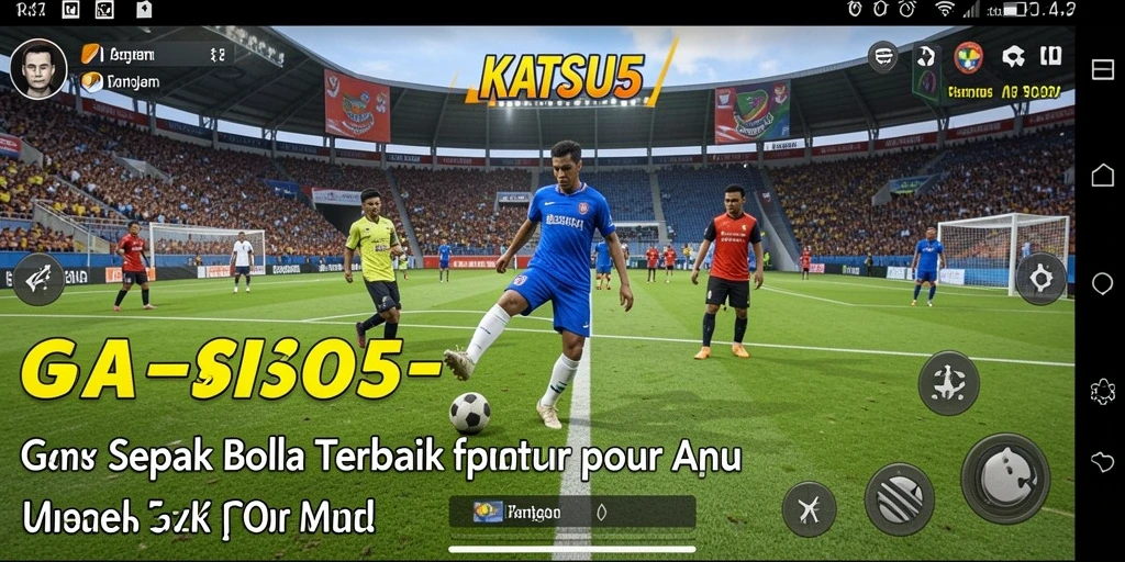 Tampilan gameplay <strong>KATSU5</strong> yang mendebarkan dengan aksi sepak bola intens.