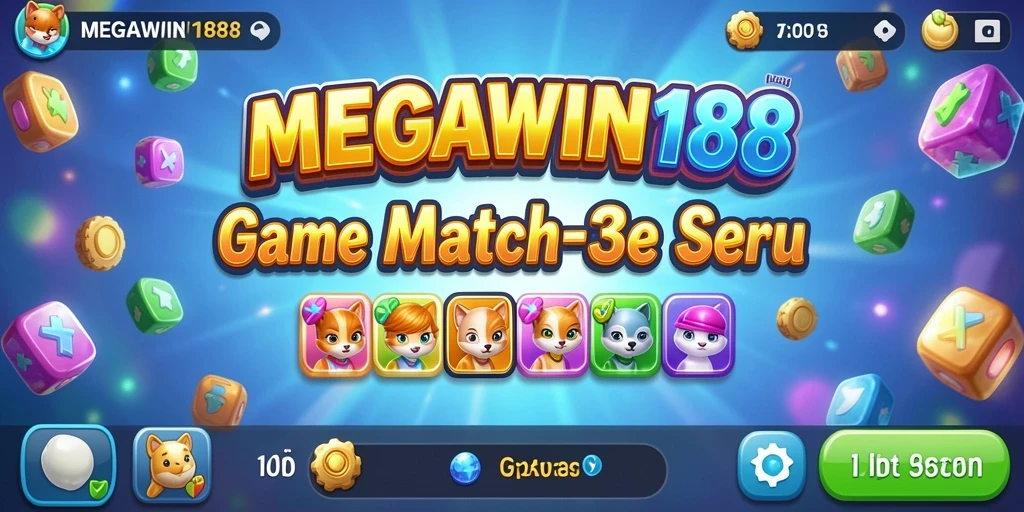 Tampilan gameplay seru di MEGAWIN188 dengan permata berwarna-warni.