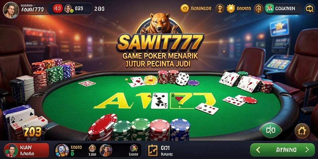 Screenshot SAWIT777 menunjukkan gameplay Poker yang seru dan interaktif.