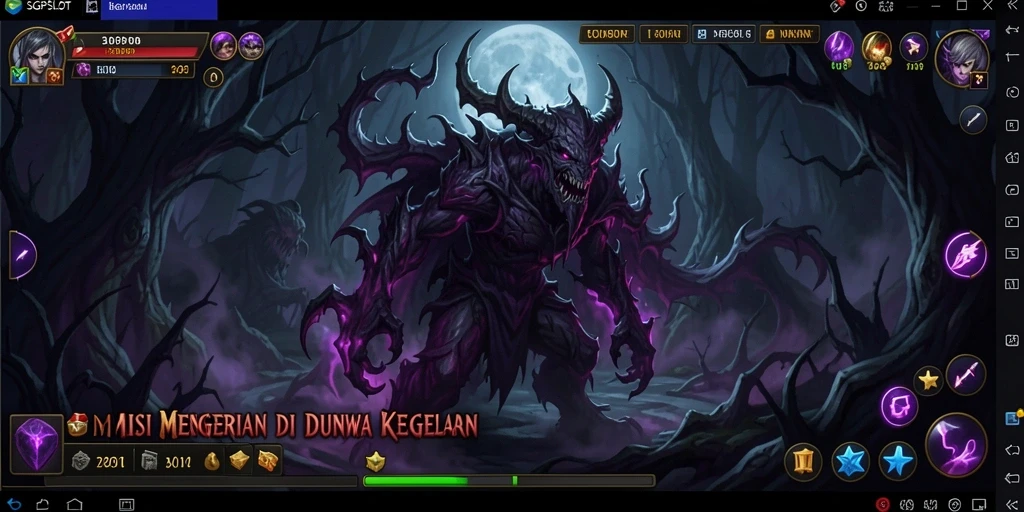 Tampilan gameplay menyeramkan dengan karakter yang terjebak dalam kegelapan.