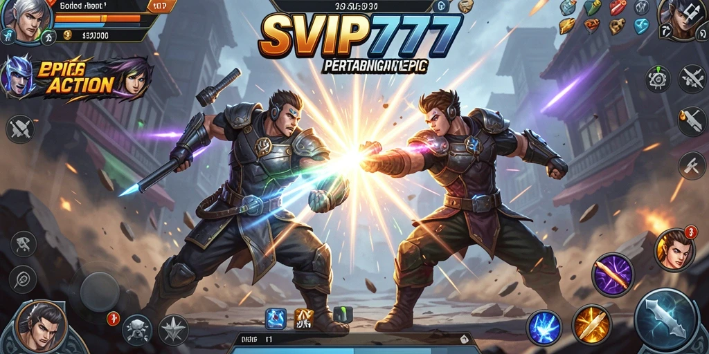 Tampilan gameplay seru dengan aksi pertarungan yang mendebarkan.